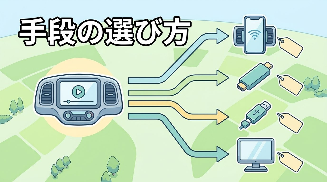 車でNetflixを見る5つの手段を状況別に振り分ける選び方フロー