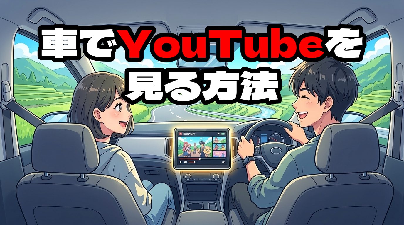 車の大画面でYouTubeを見るイメージ